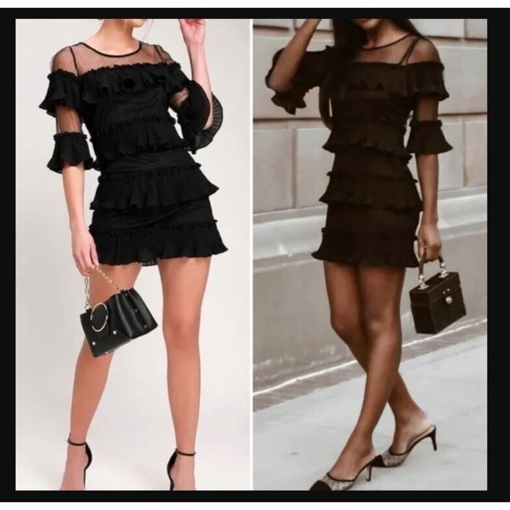 Lulus Size S Wynter Black Ruffled Mini Dress LD2712